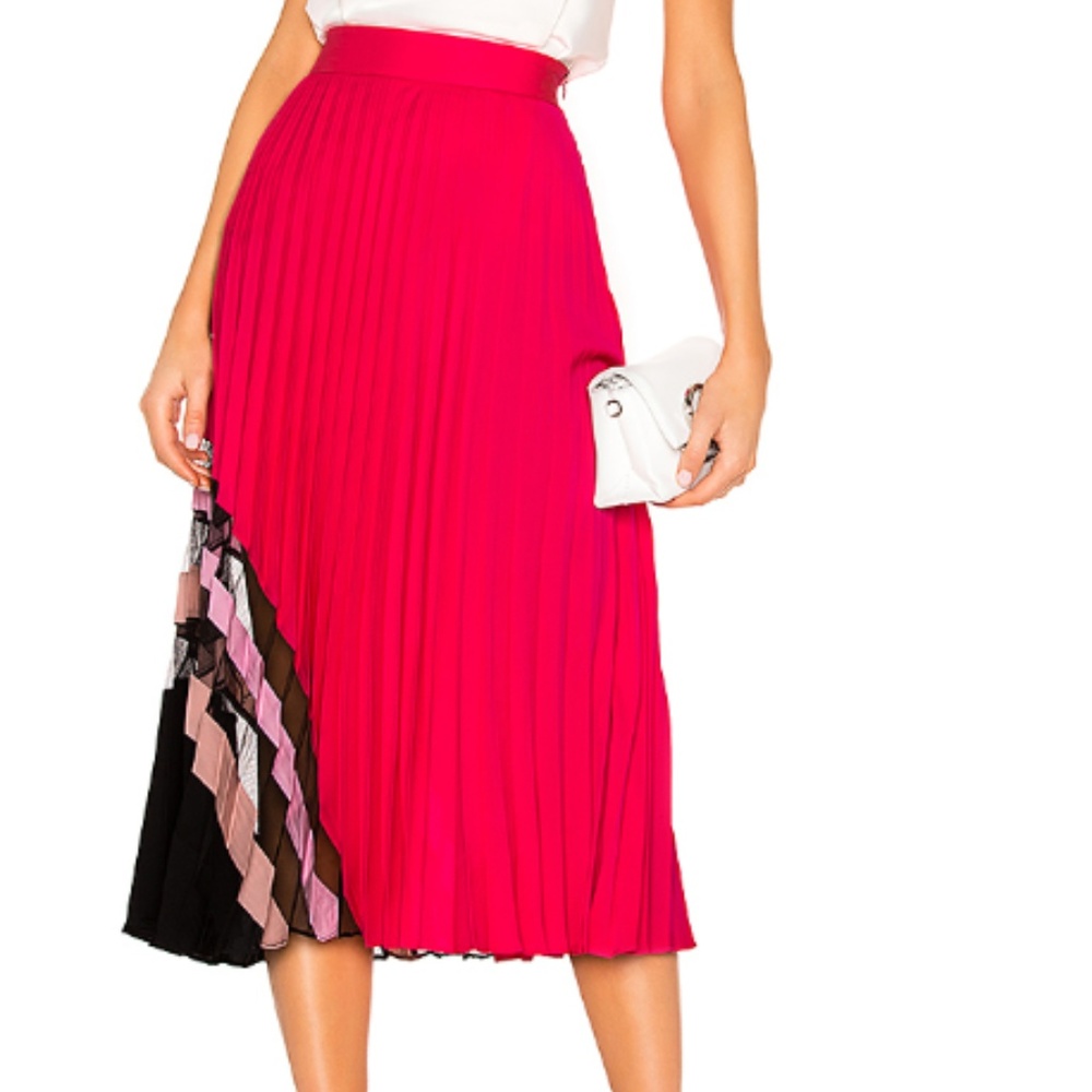 Milly Pleat Maxi Skirt in Guava Multi Size 2